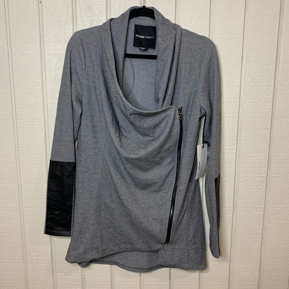 Fifteen Twenty drape leather patch jacket, size small. New with tags.